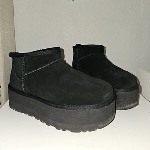 UGG Black Suede Platform Ankle Boots